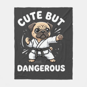 Schattige Maar Gevaarlijke Pug Hond Karate Fleece Deken