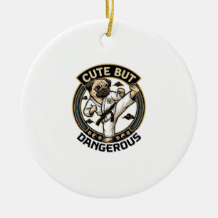 Schattige Maar Gevaarlijke Pug Hond Karate Trap_1 Keramisch Ornament