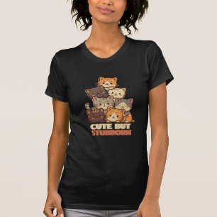 Schattige Maar Koppige Kat Stapels grappige Tshirt