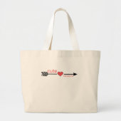Schattige maar Psycho Black Arrow Red Heart Grote Tote Bag (Voorkant)