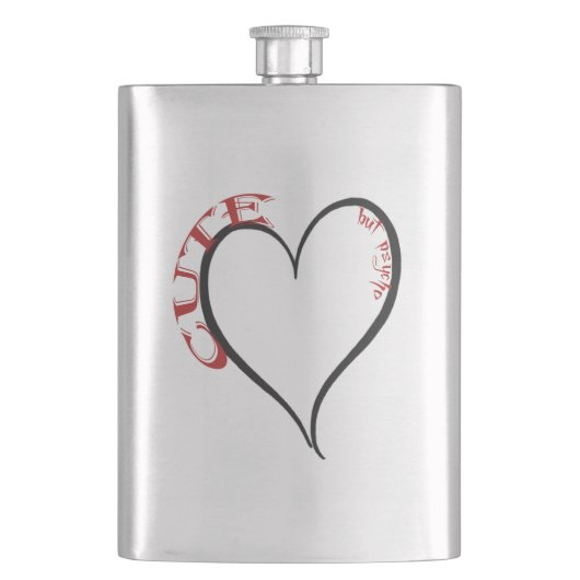 Schattige maar Psycho Black Heart Red Font Flacon (Voorkant)