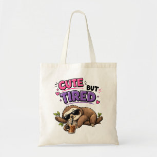 Schattige maar vermoeide luiaard met ijskoude koff tote bag