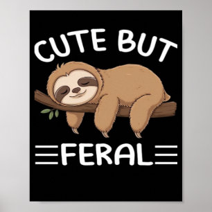 schattige maar wilde grappige luiaard voor dierenv poster