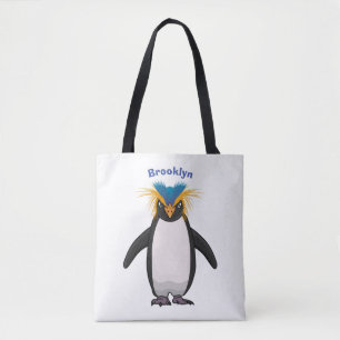 Schattige macaroni pinguïn cartoon illustratie draagtas