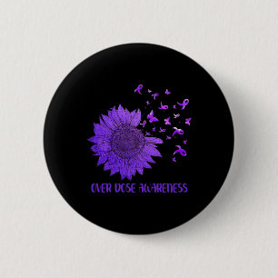 Schattige madeliefjes vlinders paarse lint overdos ronde button 5,7 cm