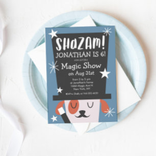 Schattige Magic Show Puppy Magician Verjaardagsfee Kaart