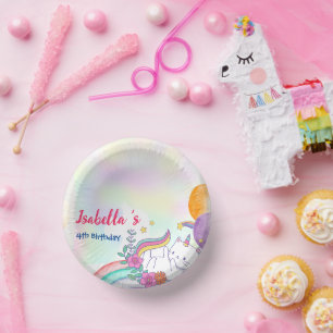 Schattige Magisch Regenboog Kat Eenhoorn Verjaarda Papieren Kommen