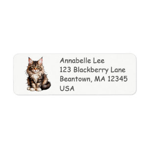 Schattige Maine Coon Cat Label
