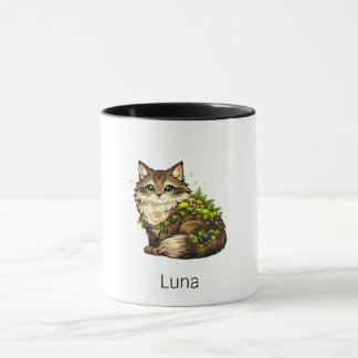 Schattige Maine Coon Kat Aangepaste Naam Twee-Tons Mok