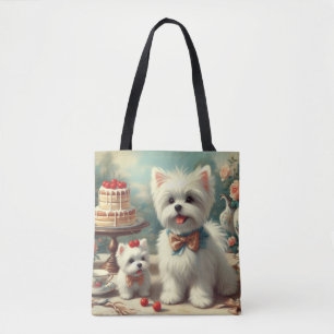Schattige Maltees puppy schilderij Draagtas