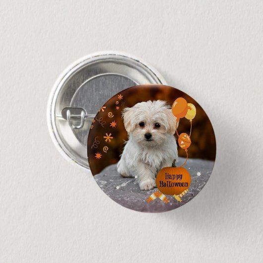 Schattige maltese puppy viert Halloween Ronde Button 3,2 Cm (Voorkant /achterkant)