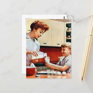 schattige mam Daughter retro melk Briefkaart