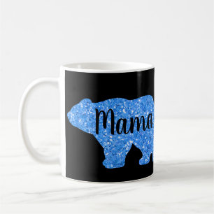 Schattige Mama beer blauw sprankelend ontwerp voor Koffiemok