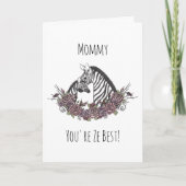 Schattige mama en baby zebra Gelukkige Moederdag Kaart (Voorkant)