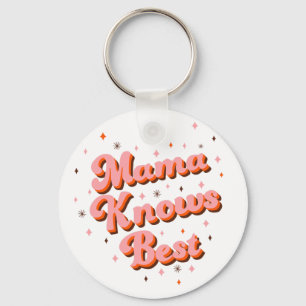 Schattige mama weet het beste roze bruine retro le sleutelhanger