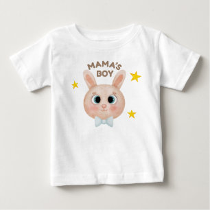 Schattige Mama's Jongen Konijn Baby T-Shirt, Aardi