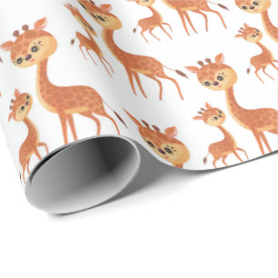 schattige mammie baby giraffe cadeaupapier
