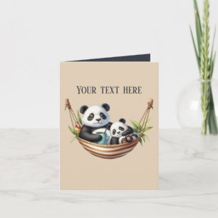 Schattige mammie baby panda beren voeg tekst toe kaart