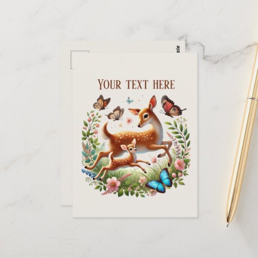 Schattige mammie babyhert voeg tekst toe briefkaart (Voorkant / Achterkant in situ)