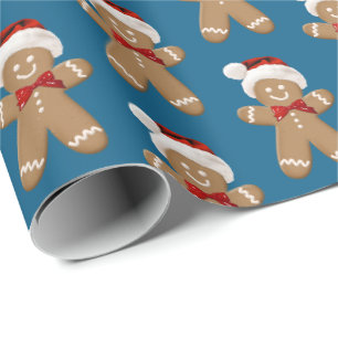 schattige man van het ontbijtbrood met Santa hat Cadeaupapier