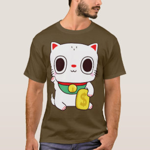 Schattige Maneki Neko Fortune Money Cat T-shirt