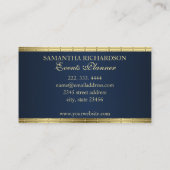 Schattige mannelijk modern marineblauw en goudgeom visitekaartje (Achterkant)