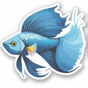 Schattige Mannelijke Beta Vis Cartoon Karakter Sticker