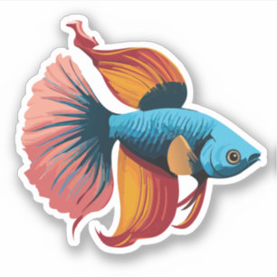 Schattige Mannelijke Beta Vis Cartoon Karakter Sticker