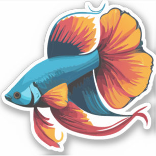 Schattige Mannelijke Beta Vis Cartoon Karakter Sticker