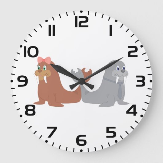 Schattige mannelijke en Vrouw walrussen Grote Klok (Voorkant)