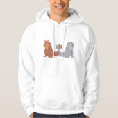 Schattige mannelijke en Vrouw walrussen Hoodie (Voorkant)