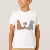 Schattige mannelijke en Vrouw walrussen T-shirt (Voorkant)