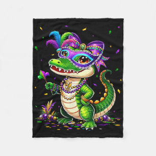 Schattige Mardigator Mardi Gras Alligator Kostuum Fleece Deken