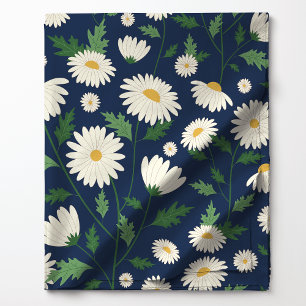 Schattige marineblauwe en witte bloemendaisy stof