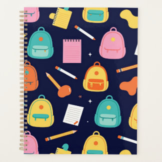 Schattige marineblauwe schoolrugzakken patroon est planner