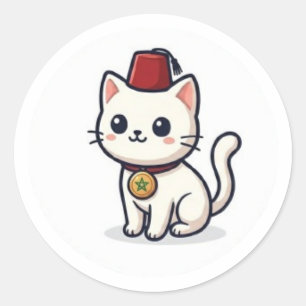 Schattige Marokkaanse Kawaii Kat met Fez Sticker