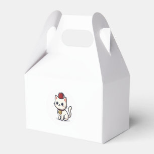 Schattige Marokkaanse Kawaii Kat met Fez Sticker Bedankdoosjes