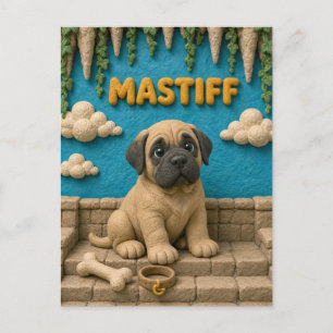 Schattige Mastiff Puppy, Baby Hond Briefkaart