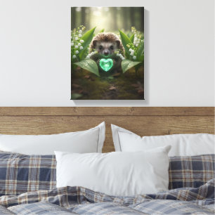 Schattige May Hedgehog met Smaragden Hart Canvas Afdruk