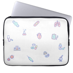 Schattige Medisch cartoon Dokter Verpleegkunde Doo Laptop Sleeve