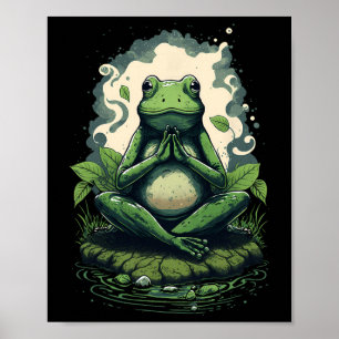 Schattige Mediterende Kikker Zen Yoga Spirituele M Poster