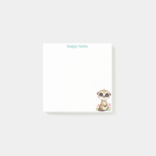 Schattige Meerkat en bloemen gepersonaliseerd Post-it® Notes (Voorkant)