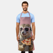 Schattige Meerkat Met Glazen en Pizza Schort (Gedragen)