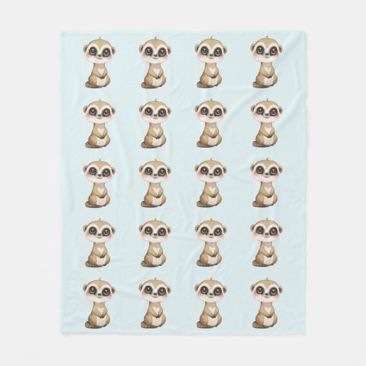 Schattige Meerkat Pattern op Lichtblauw Fleece Deken (Voorkant)