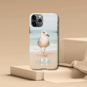 Schattige meeuw op zonnig strand en blauwe oceaan iPhone 11Pro hoesje