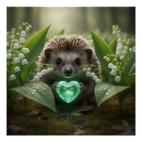 Schattige Mei Egel met Smaragd Hart