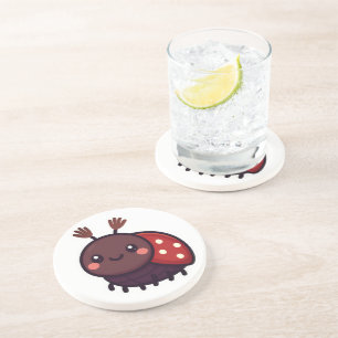 Schattige mei Kever – Kawaii Forest Charm Zandsteen Onderzetter