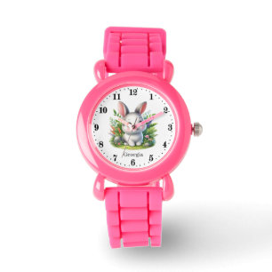 Schattige meisje Bunny Naam toevoegen Horloge