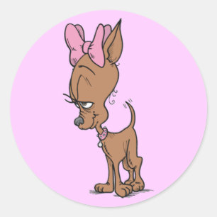 Schattige Meisje Chihuahua Cartoon Ronde Sticker