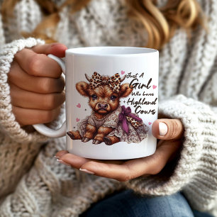 Schattige meisje dat houdt van Highland Koeien Bow Koffiemok